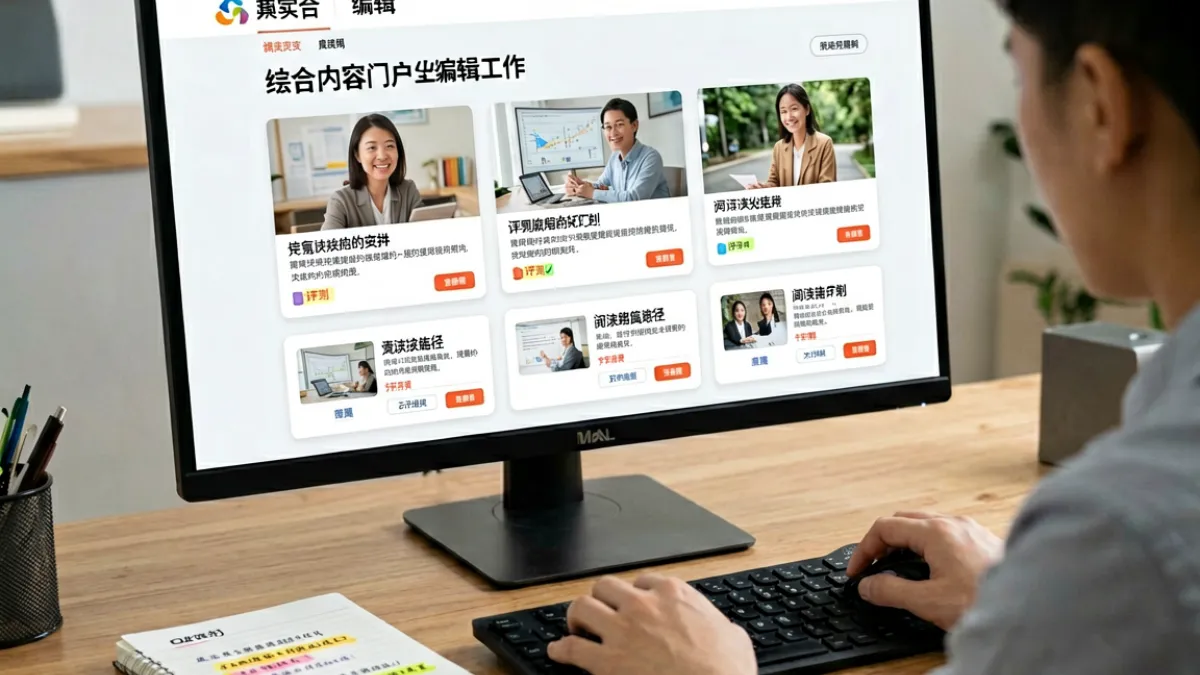 miya737麻豆首页编辑在桌面上整理多栏目资料并标注阅读重点的工作场景